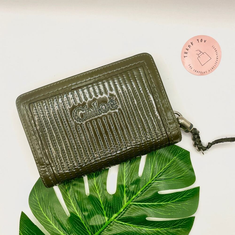 Chloe Patent Leather Zip Around Wallet Quilted Puffy Large Continental Clutch